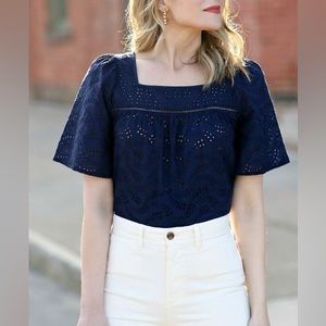 Gap Eyelet Navy Top